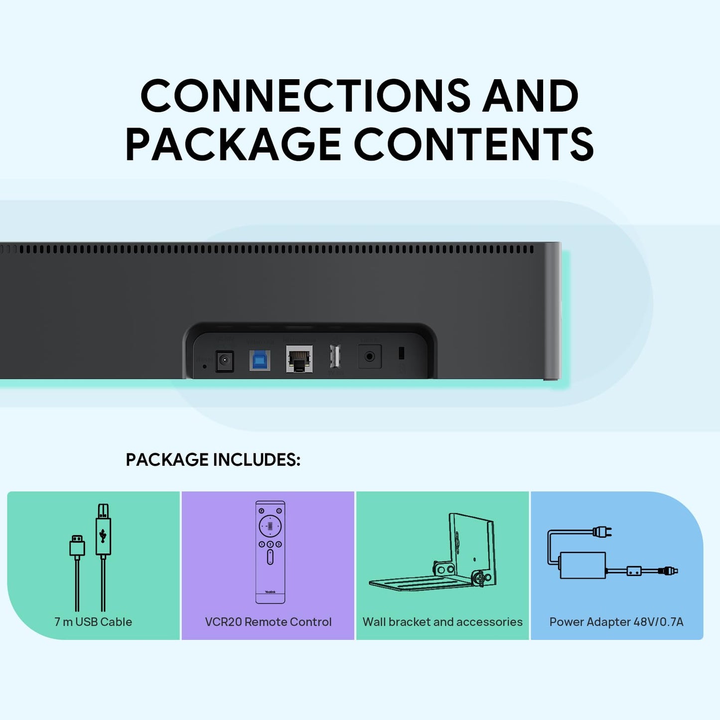 Yealink UVC40 Video Conference Room Camera System Teams Zoom Certified, 4K Webcams All-in-One Video and Audio Conferencing Video Bar, 133° Wide Angle Webcam, Speaker Tracking, PC Connected via USB-A