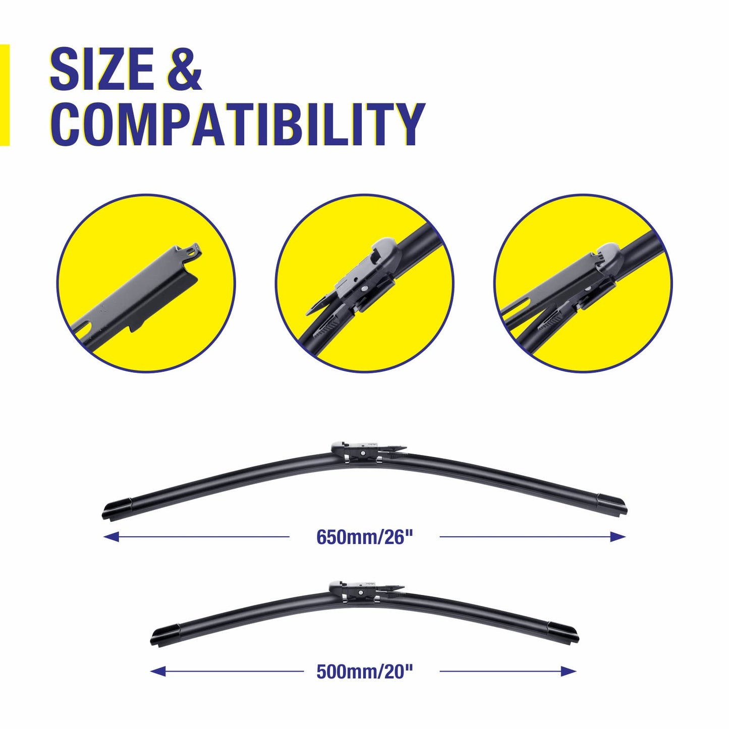 26"+20" Windshield Wiper Blades Replacement For Toyota Avalon 2012-2005 /FORD Taurus 2018-2010 /LINCOLN MKS 2016-2010,Premium All-Season Automotive Replacement Windshield Wiper Blades For My Car