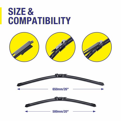 26"+20" Windshield Wiper Blades Replacement For Toyota Avalon 2012-2005 /FORD Taurus 2018-2010 /LINCOLN MKS 2016-2010,Premium All-Season Automotive Replacement Windshield Wiper Blades For My Car