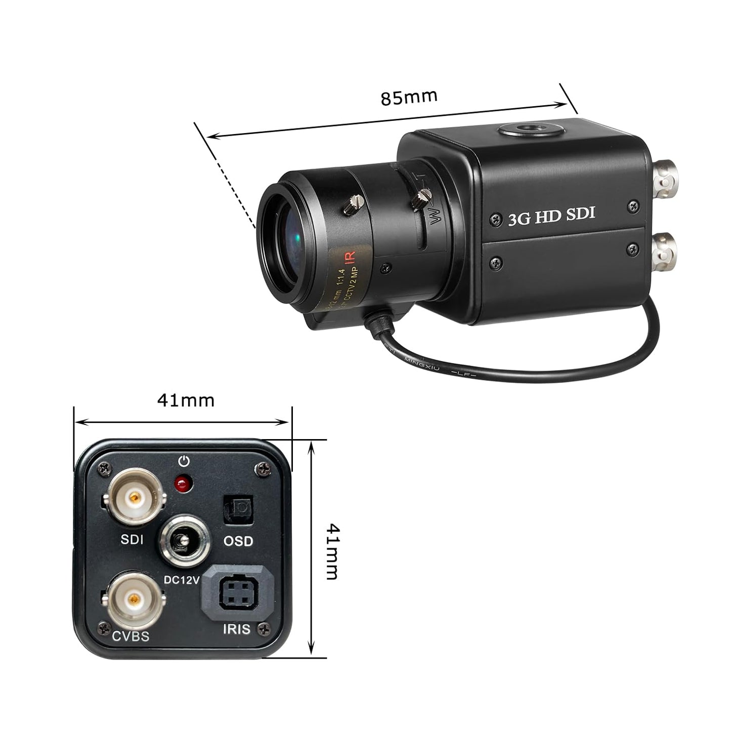 3G SDI Camera, 2MP 1080P Digital CCTV Security Camera, 1/2.8 High Sensitivity Sensor with 2.8-12mm Manual Varifocal Auto Iris Lens,DC12V 1A Power Adapter Free by Click Below Extra Saving