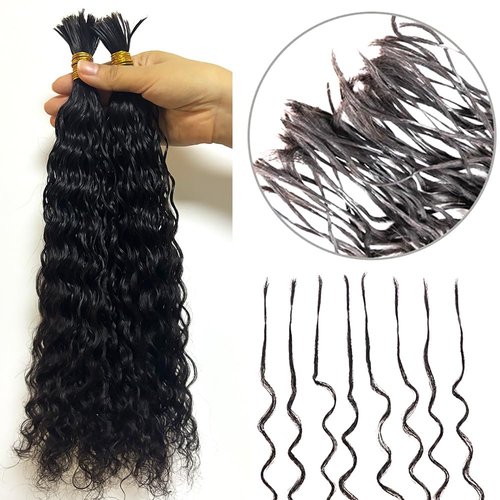 Pre-Divided Bulk Human Hair Wave Wave Braiding Hair for Boho Braids Double Drawn Curly Human Hair Bulk Extensions 16inch 200g for Black Women