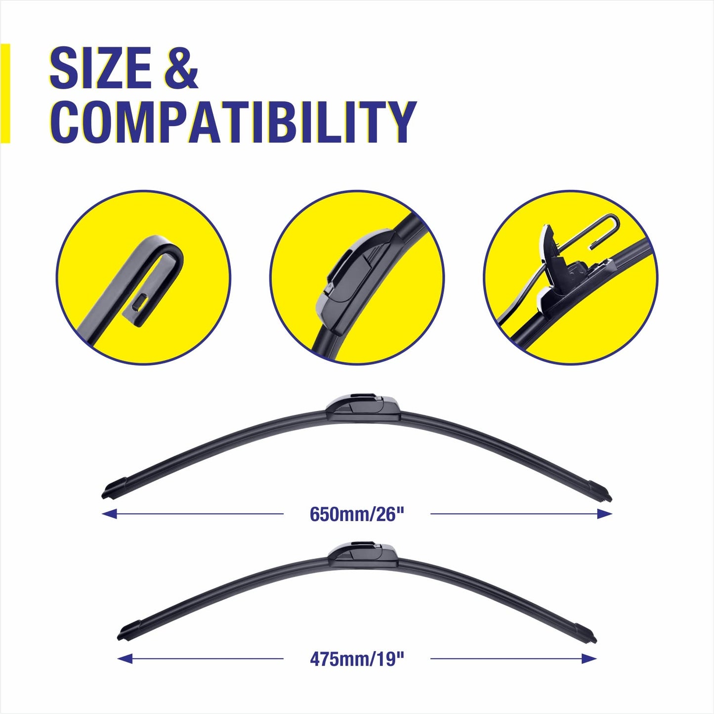 3 Wipers 26"/19"/16" Replacement For Toyota Prius 2015 2014 2013 2012 2011 2010 (Set of 3), 26 Inch+19 Inch Windshield Wiper Blades with 16 Inch Rear Wiper Blade-Original Factory Quality