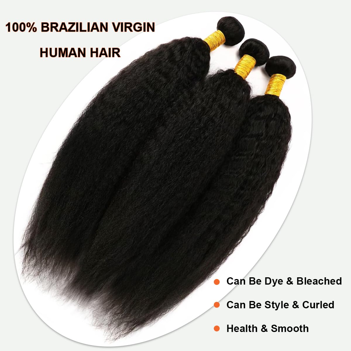 Kinky Straight Bundles Human Hair 18 20 22 Inch Yaki Straight Bundles Kinkystraight Human Hair Bundles 12A Brazilian Virgin For Black Women Black Remy Hair Extension 3 Bundles