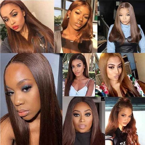 Dark Brown Bundle Human Hair Color 4 Straight Bundles Niegmeag Virgin Remy Hair 3 Bundles 20 22 24 Inch Double Weft Brown Wet and Wavy Bundle