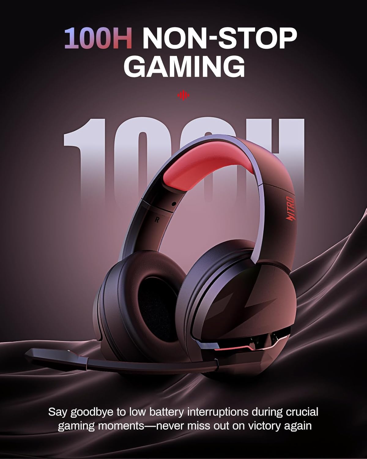 acer Wireless Gaming Headset, PS5 Headset with 2.4GHz for Ps5, Ps4, PC, Switch, Bluetooth 5.3 + 100Hrs Gaming Headphones with Noise Canceling Mic for Laptop, Mobile, Mac, 50mm Drivers (Red)