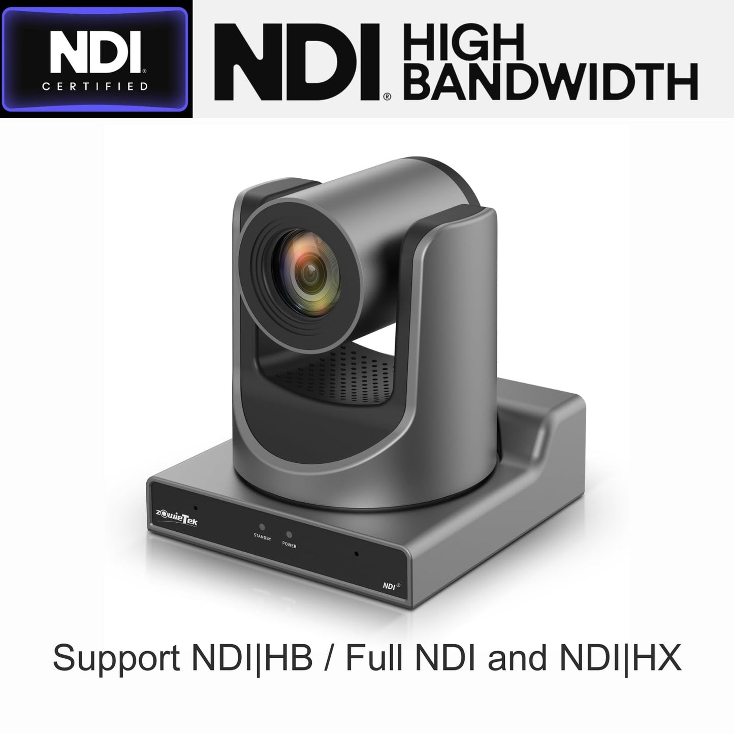 zowietek New Gen PTZ Camera PoE | AI Tracking | 30X Optical Zoom | NDI|HB (Full NDI) with simultaneous SDI, HDMI and USB Outputs | IP Live Streaming for Meeting, Church, Events, Teaching