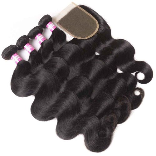 Odir Body Wave Human Hair Bundles with 4X4 Lace Closure 20 22 24 26+18 Inch Unprocessed 10A Brazilian Body Wave Hair 4 Bundles with Clsoure Natural Color