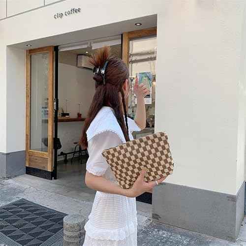 2 Pcs Small Makeup Bag, Checkered Cosmetic Bag and Makeup Brush Storage Bag Mini Makeup Pouch for Purse Cute Travel Cosmetic Bag Organizer Aesthetic Accessories Storage Bag Travel Essentials for Women