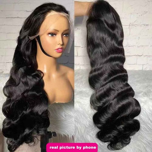 250% Density 13x6 Lace Front Wigs Human Hair Body Wave HD Transparent full frontal lace wigs human hair Natural Black Glueless Pre Plucked