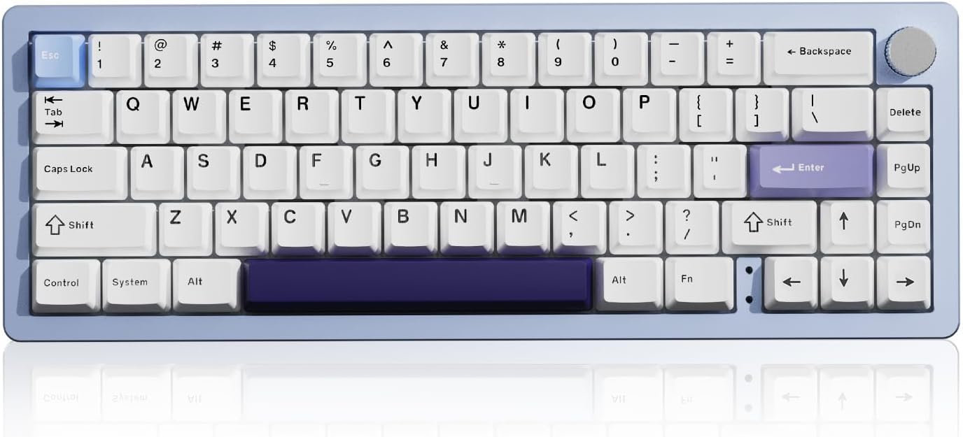 YUNZII AL66 Wireless Mechanical Keyboard for Win/Mac(Milk Switch, Blue), Coffee Cat Dye Sub PBT Keycaps(Cherry Profile, Coffee Cat)