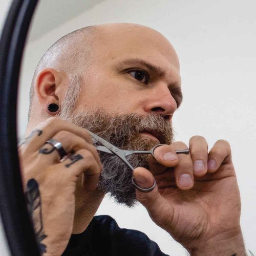 ZEUS Stainless Steel Beard Trimming Scissors with Leather Case, Facial Hair Clipping Tool for Barber Quality Beard & Mustache Trim (Made In Germany)