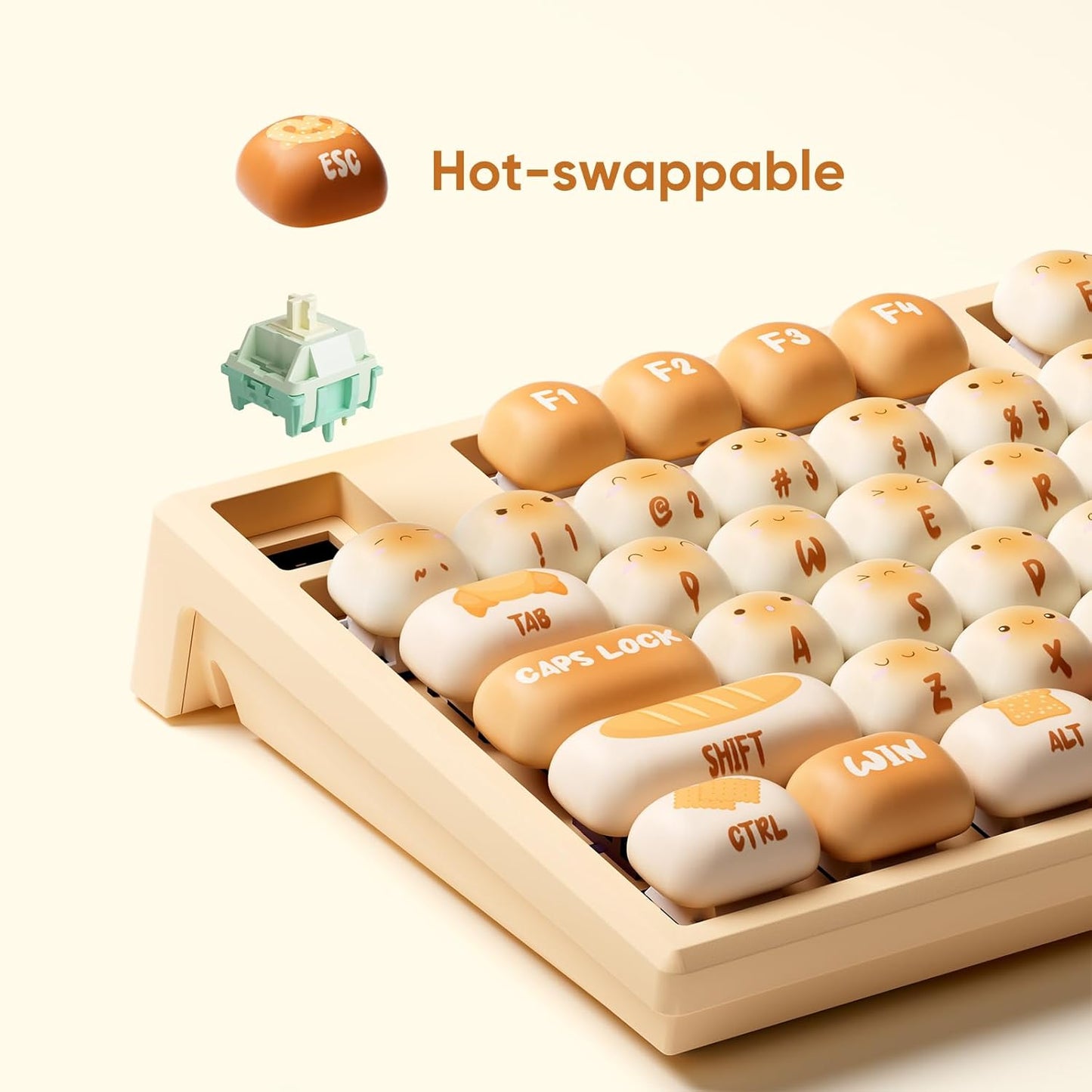 AKKO x MG108B Bun Wonderland Mechanical Keyboard Hot-Swappable Multi-Mode Gaming Keyboard with PBT Dye-Sub MOG Profile Keycaps Creamy Cyan Switch
