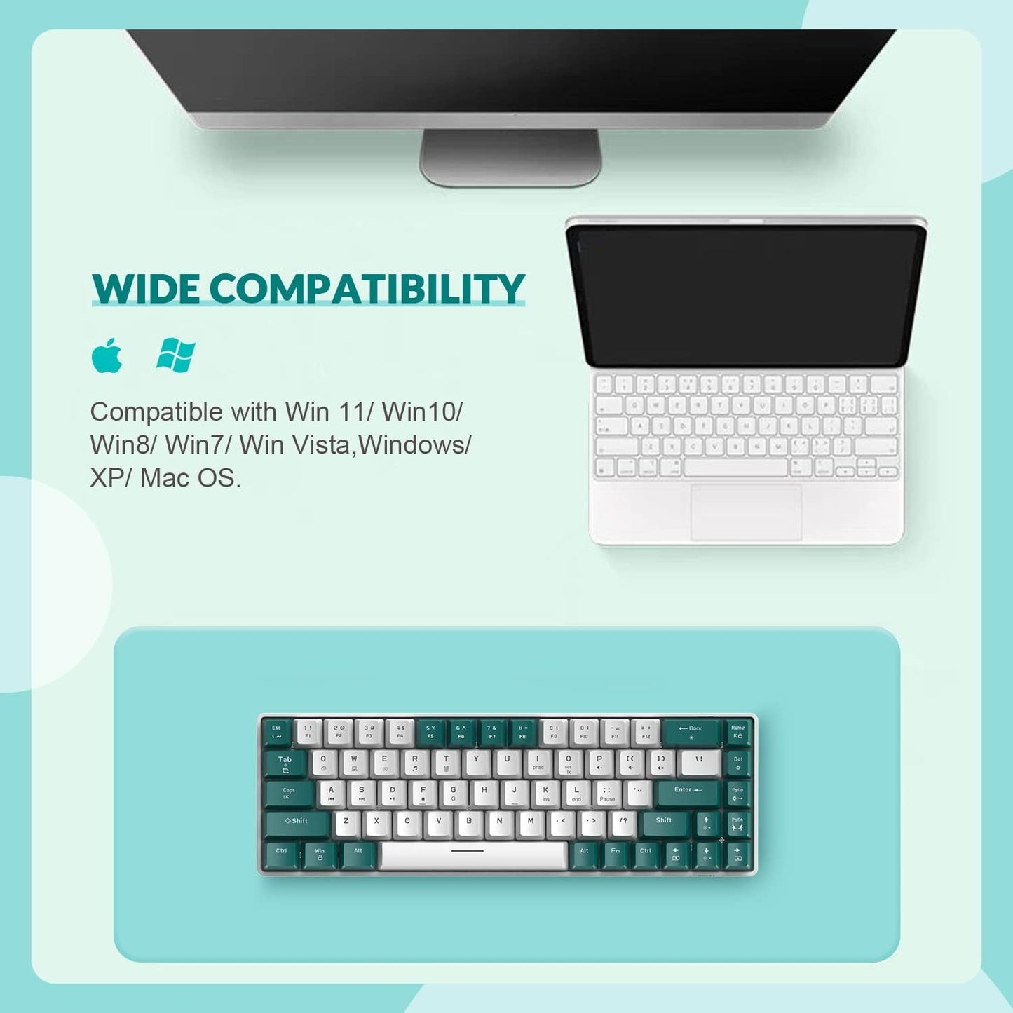 ZIYOU LANG RK-T8PR0 Wired 65% Mechanical Gaming Keyboard and Mouse Combo with RGB Backlit Anti-ghosting TKL Mini 68 Key Coiled C to A Cable Tactile Blue Switch for PS4 PS5 Xbox PC Mac Gamer(Dark Gray)