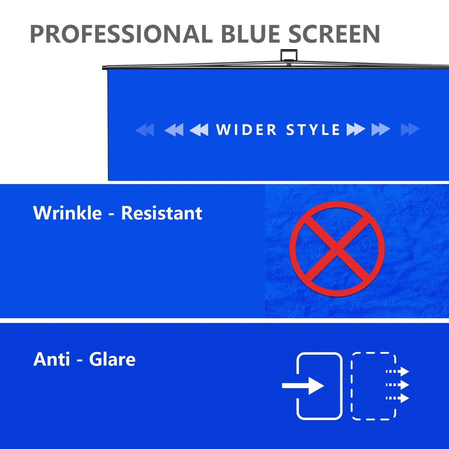 【Wider Style】 RAUBAY 78.7 x 82.7in Large Collapsible Blue Screen Backdrop Portable Retractable Chroma Key Panel Photo Background with Stand for Video Conference, Photographic Studio, Streaming