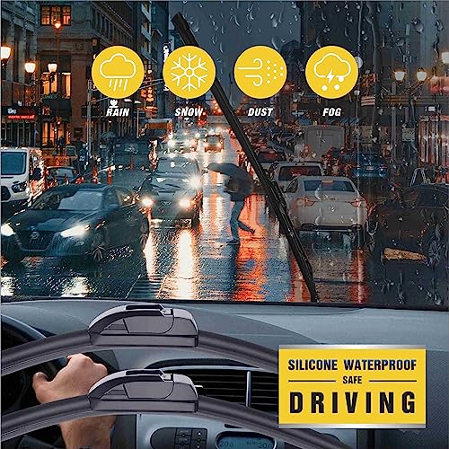 5 PLUS® Silicone Wiper Bades 28 14 Inch Replacement For TOYOTA Corolla 2023-2020 Prius C 2019-2012/HYUNDAI Elantra 2016-2011/HONDA Fit 2020-2009,Premium All-Season Automotive Replacement Wiper Blades
