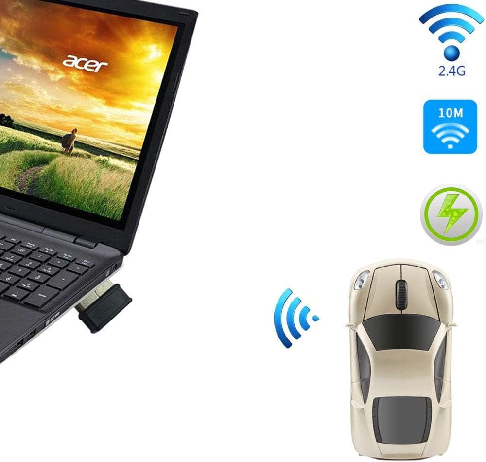 2.4Ghz Wireless Car Shape Mouse 3D Optical Gaming Mice USB Mini Receiver for PC Laptop Computer