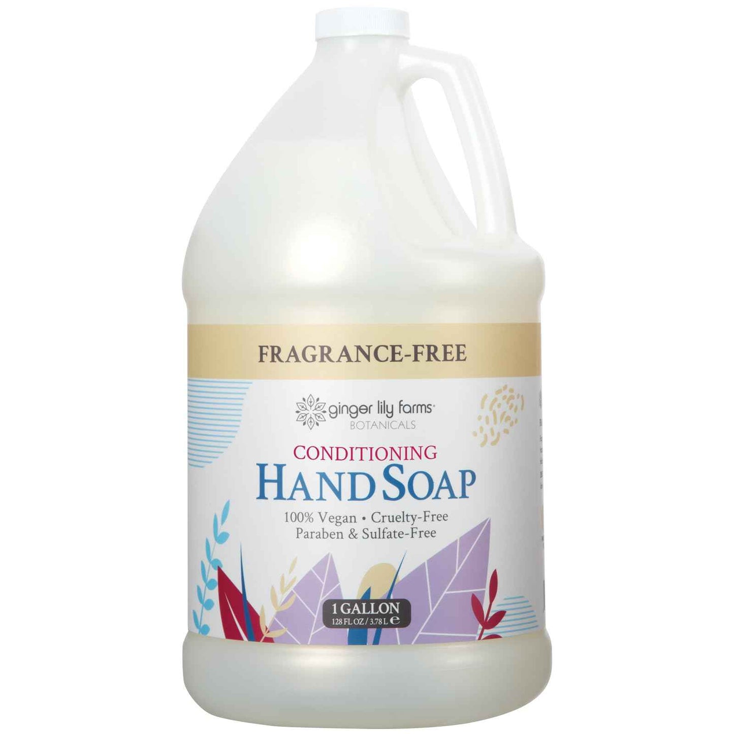 Ginger Lily Farms Botanicals All-Purpose Natural Fragrance-Free Hand Soap, Liquid Hand Soap Refill, 128 Ounces, 1 Gallon (Case of 4)