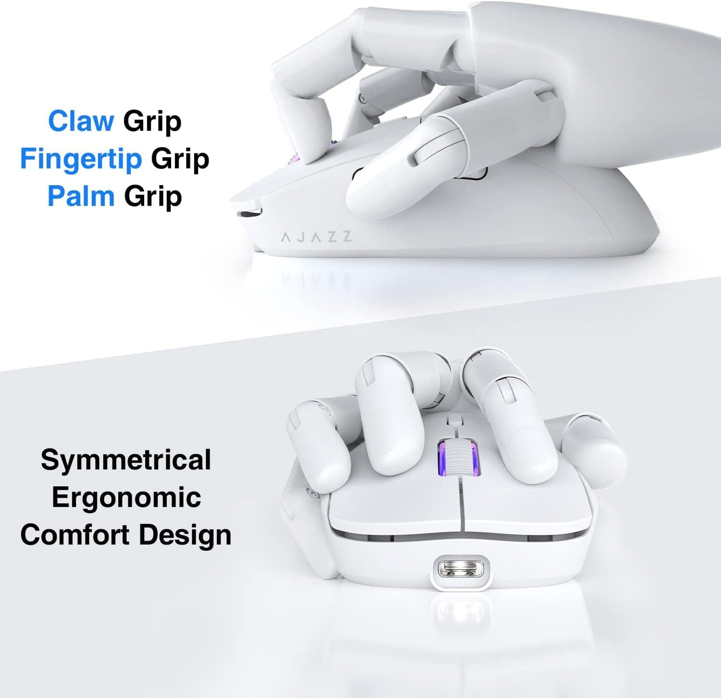 AJAZZ AJ199 Wireless Gaming Mouse,59G Ultra Lightwieght-Huanuo Micro Switch-26K PAW3395 Sensor-40Hrs Battery Life-2.4G/USB-C Mouse Gaming -Wireless Computer Mouse 6 Programmable Buttons,100% PTFE Feet