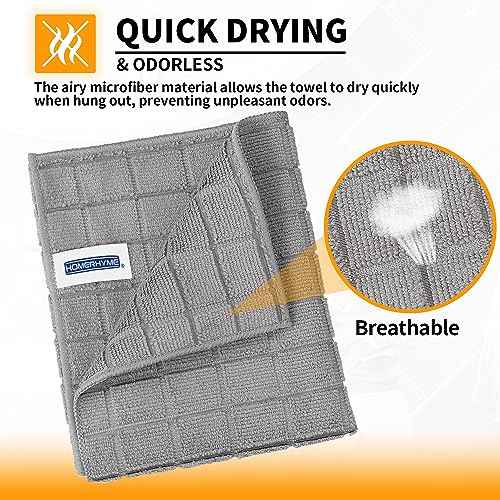 HOMERHYME Microfiber Hand Bath Towels, 6 Pack 25''*15'' Grey Bathroom Hand Towels, All-Purpose Quick Dry Lint Free Soft Absorbent Checkered Washcloth Fingertip Towels Bulk for Travel Gym Hotel