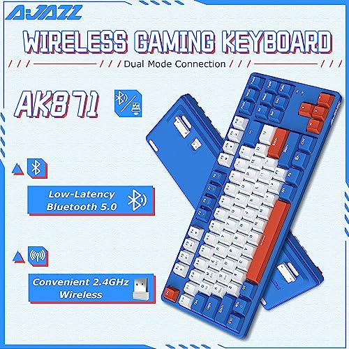 AJAZZ 75% Mechanical Gaming Keyboard,Non-Backlit Wireless Gaming Keyboard Dual Modes BT5.0/2.4G,MX Switch Hot Swappable with Detachable Frame,Compact TKL Keyboard with OEM Keycaps for PC Win Mac Gamer