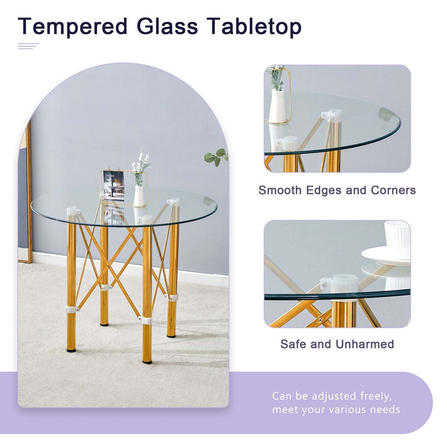 Elegant Transparent Round Glass Table -36 Inch Diameter Tempered With