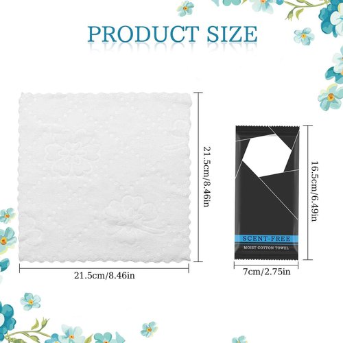 150 Pcs Moist Towel Bulk Moist Towelettes Individually Wrapped,White Towel Services 8.5''x8.5'' Unscented Wet Hand Towels,Disposable Refreshment Pre Moistened Towels for Travel Camping Sport Spa Party