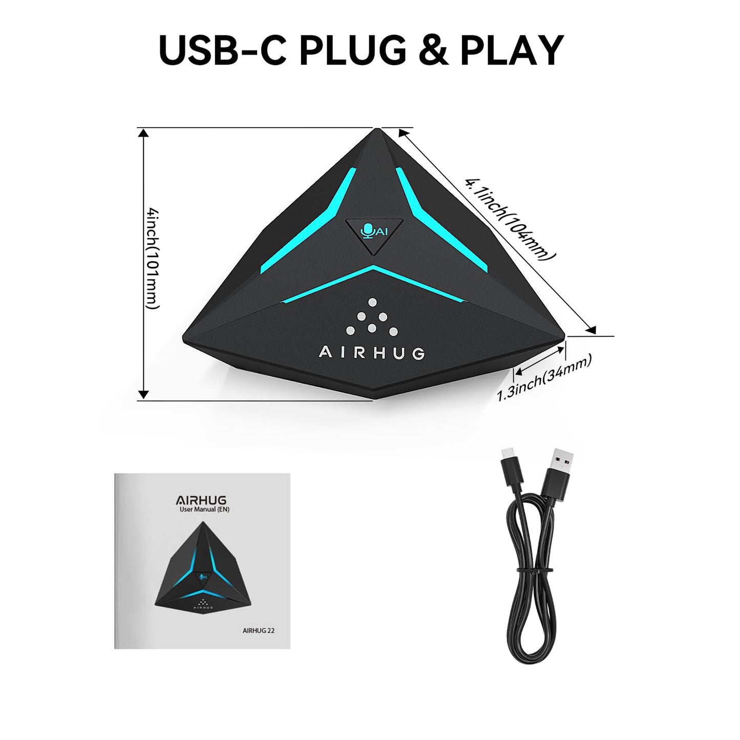 AIRHUG USB Gaming Microphone, One-Touch Mute Button with LED Indicator, AI Noise Reduction, Condenser Microphone for PC, Plug & Play Omnidirectional for Streaming, Twitch, Discord, Mac, Laptop