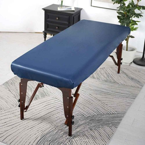 ARTABLE Massage Table Protection Cover Universal Fabric Fitted PU Vinyl Leather Bed Sheet Tables 28-32" Wide Fits Round&Square Corner Tables 1 Count (Dark Blue, 30 x 70 Inch)