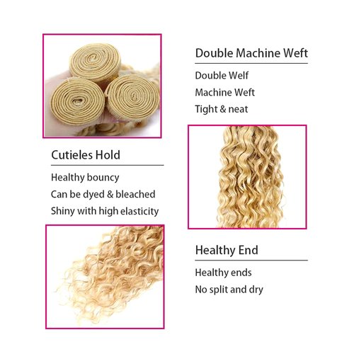 26 28 30 Inch #27 Bundles Human Hair Blonde Water Wave Bundle P27/613 Human Hair Bundles 613 Blonde Wet and Wavy Bundle