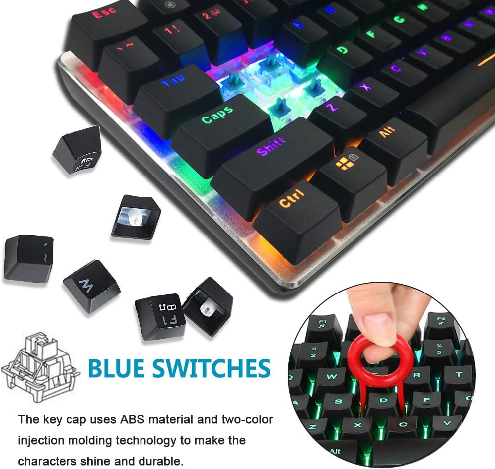 ZIYOU LANG Wired Gaming Keyboard and Mouse,3 in 1 Gaming Set,Green LED Backlit Mechanical Keyboard,12K DPI Superlight Gaming Mouse,Large Mouse Pad for PC Gamer