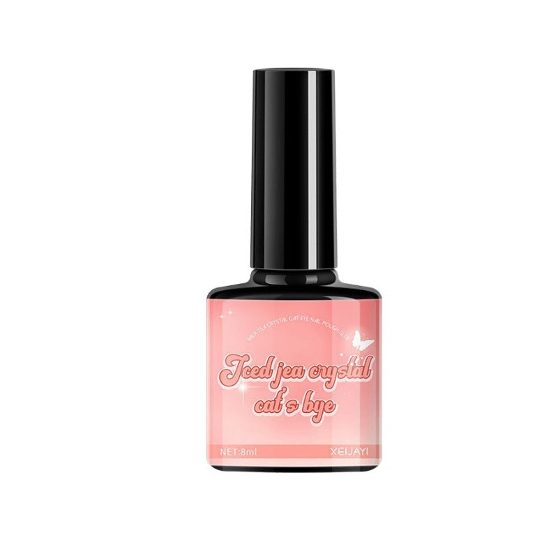 Nail Polish Gel - Iced Tea Crystal Cat's Eye Effect 8g Frosted Finish