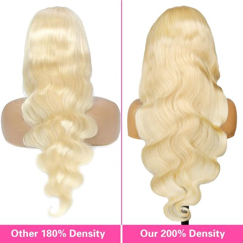 MUXFILLA 613 13x6 Lace Front Wig Human Hair 22-Inch Blonde Wig Body Wave for Black Women 200% Density Pre Plucked Glueless HD Lace Frontal Wig