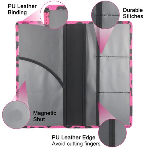 LumiMokki Premium Car Registration & Insurance Card Holder with Magnetic Shut, Vehicle Glove Box Car Organizer - For Documents, Cards, License (Leopard B)