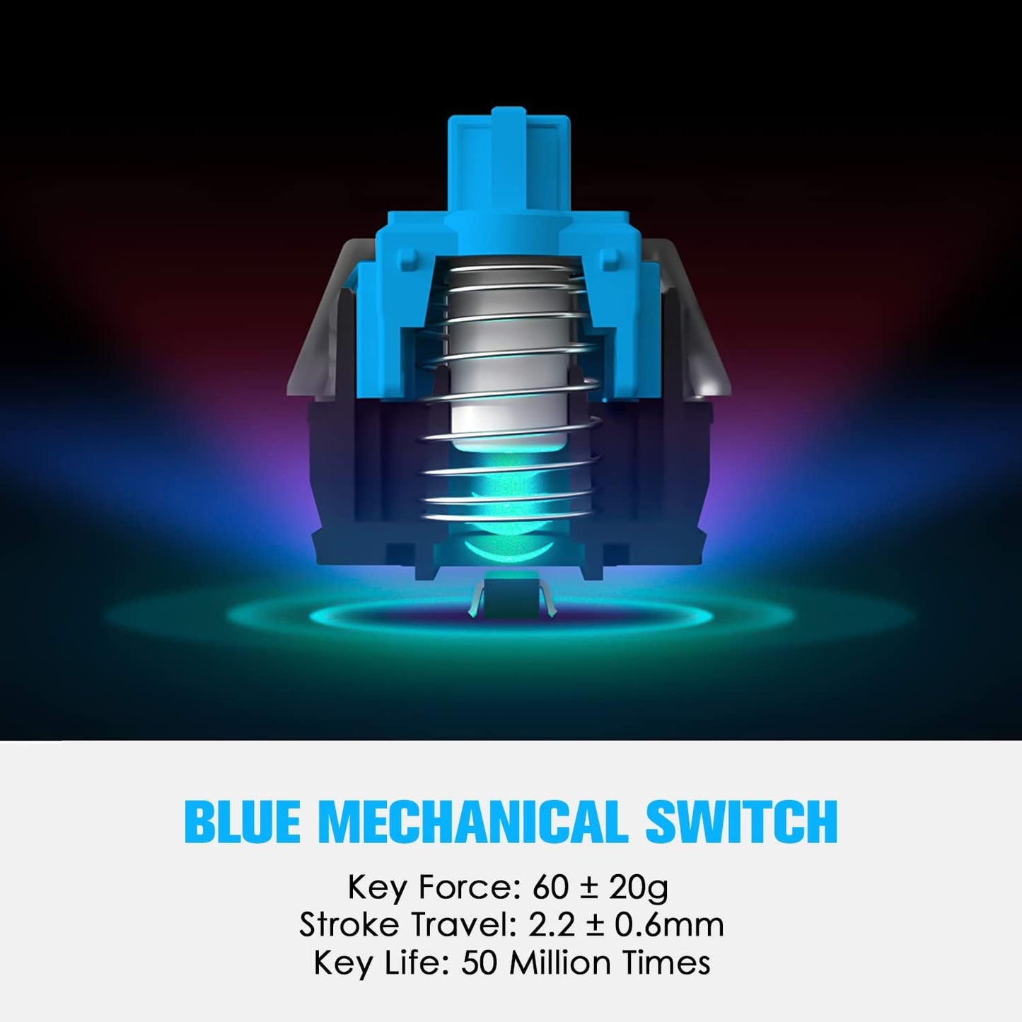 ZIYOU LANG Mechanical Gaming Keyboard, 87 Keys Chroma RGB LED Backlit, Blue Switch, USB-C, PC/Mac Compatible