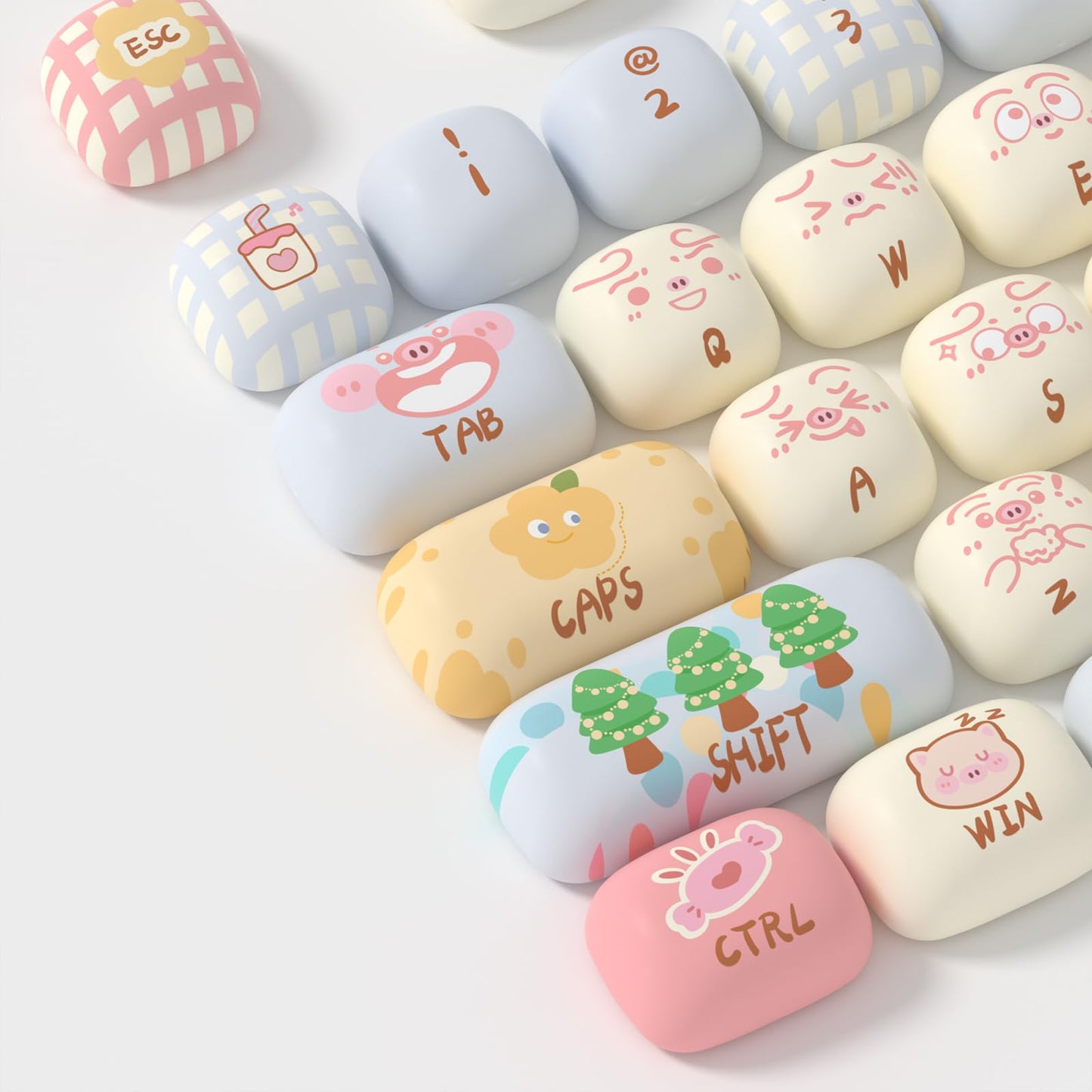 Akko PBT Keycap Set, Piggy Party Keycaps MOG Profile 139-Key Keycaps for Mechanical Keyboards