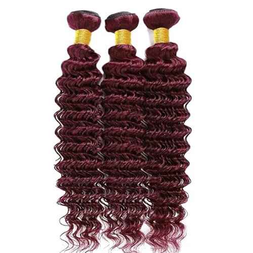 BilltiiWW Burgundy Deep Wave Bundles Color 99j Deep Wave Bundles Brazilian Human Hair Wet and Wavy Soft Silky for Black Woman 16 18 20 Inch
