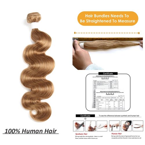 X-TRESS Honey Blonde Bundles 10A Body Wave Bundles Human Hair Braiding Hair #27 Wavy Remy Hair Extensions 20 Inch Double Wefts 1 Bundles for Braiding Quick Weave Hair Bundles