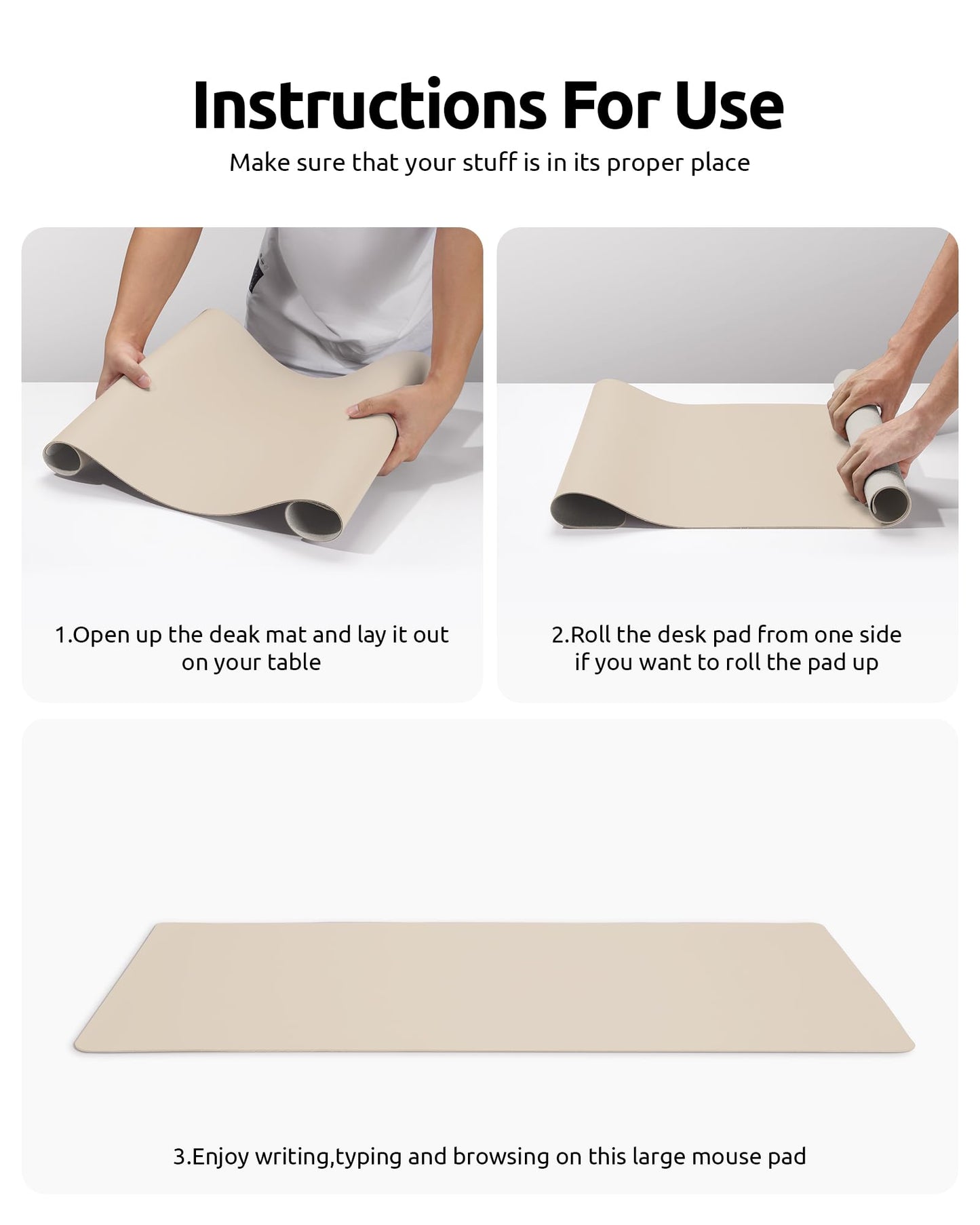 YSAGi Leather Desk Pad Protector, Office Desk Mat, Large Mouse Pad, Non-Slip PU Leather Desk Blotter, Waterproof Laptop Desk Writing Pad for Office and Home (23.6" x 13.8", Eggshell)