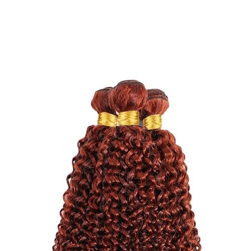 P33/350 Bundles Ombre Ginger Brown Kinky Curly Human Hair Bundle Two Tone Color 33 Auburn Mixed With Orange Bundle Highlight Copper 3 Bundles 16 18 20 Inch