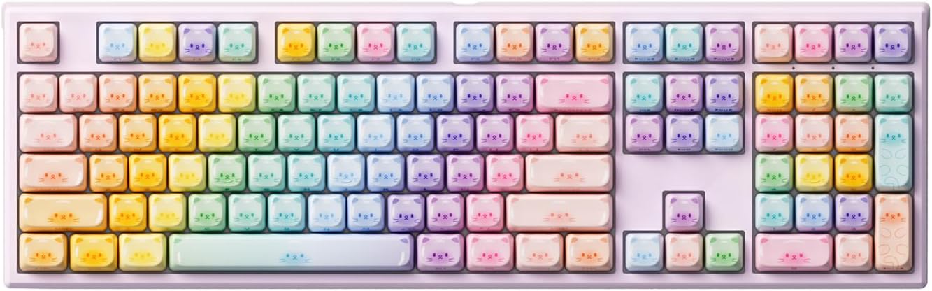 AKKO MG108B Colorful Cats Mechanical Keyboard Hot-Swappable Multi-Mode Gaming Keyboard with PBT Dye-Sub Mao Profile Keycaps Pre Lubed Piano Switch