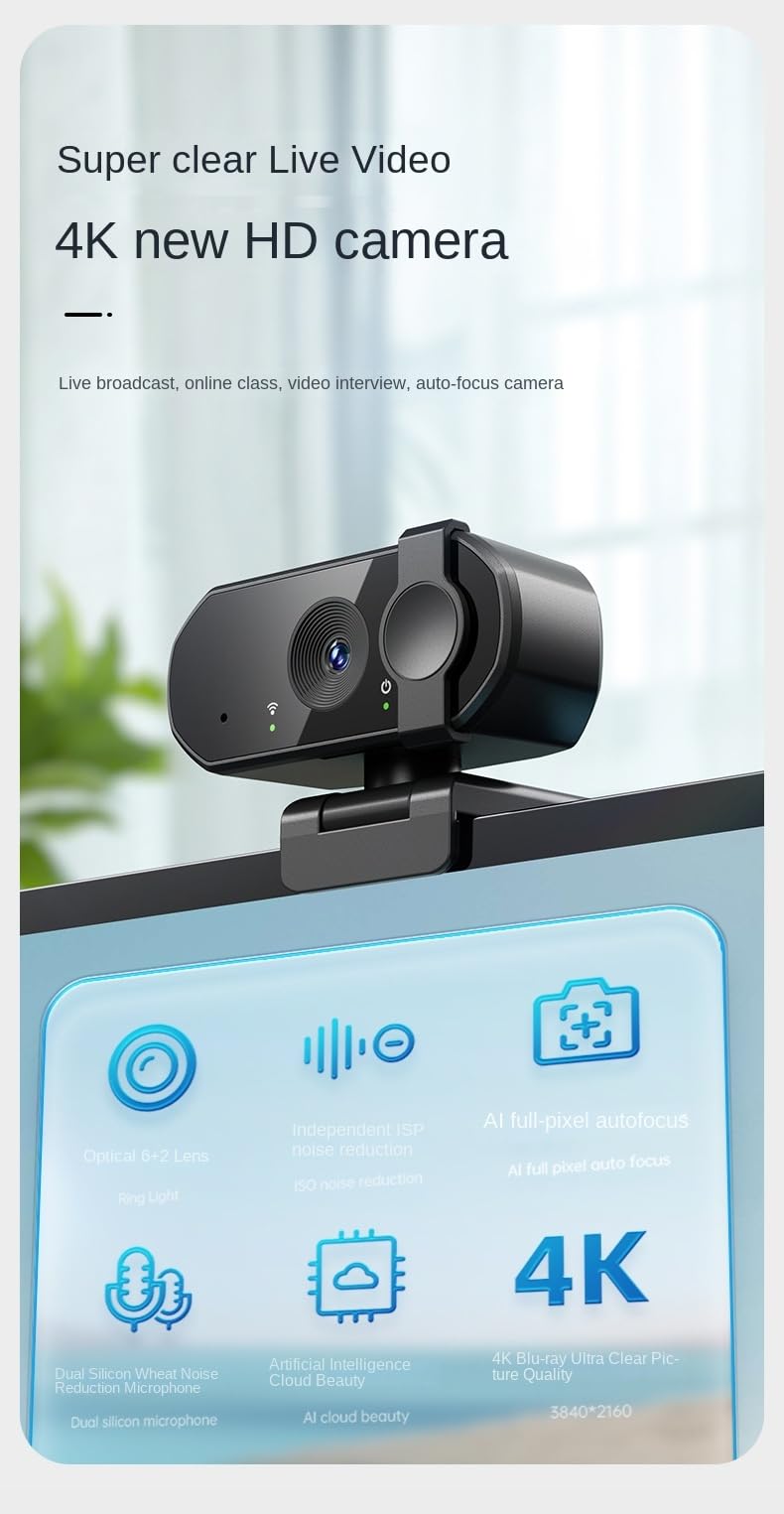 Afkka Webcam for PC with Microphone, Web Cam for PC, HD1080P Streaming, web camera, Zoom ,MAC, Laptop,Plug Play USB Camera for Teams,Youtube,Skype Video Calling,Face Cam for Studying,Conference,Gaming