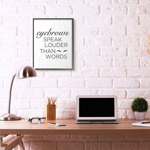 Stupell Industries Eyebrows Fashion Modern White Word Design Black Framed Wall Art, 24 x 30, Multi-Color
