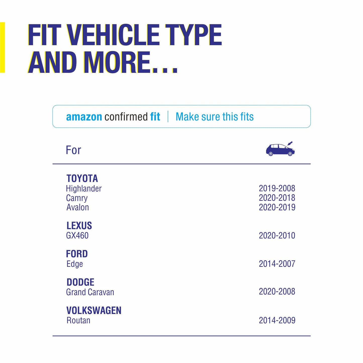 26"+20" Windshield Wiper Blades Replacement For Toyota Highlander 2019-2008 Camry 2024 2023 2022-2018 Avalon 2022-2019 Sienna 2024-2021/Dodge Grand Caravan 2022-2008 /Ford Edge 2014-2007 (Set of 2)