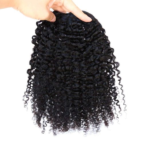 EIAKE 18inch 3B 3C Kinky Curly human hair ponytail extensions Kinky Curly drawstring human hair ponytail hairpieces natural curly clip in ponytail