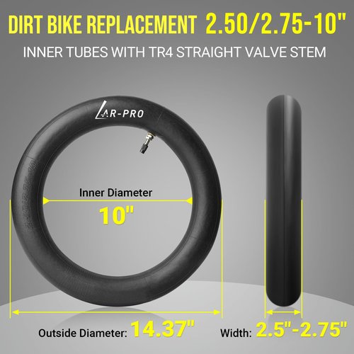 AR-PRO (2-Pack) 2.50/2.75-10 Dirt Bike Replacement Inner Tubes Heavy Duty|Compatible with Honda Crf50 /Xr50, Razor MX650 / MX500, Suzuki DRZ70 / JR50, Yamaha PW50