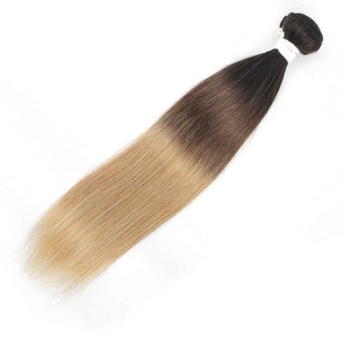 REMY Hair Ombre Brown Brazilian Virgin Human Hair Bundles Long Straight Hair Bundles For Women Dark Roots 3 Tone Color Bundles T1B/4/27 Hair Double Weft 26inch