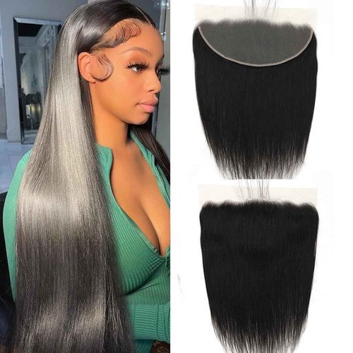 13x6 Lace Frontal Skinlike Human Hair Lace Closure Straight HD Transparent 13x6 Ear to Ear Frontal With Baby Hair Free Part 100% Virgin Straight Human Hair Closure Natural Hairline 18inch
