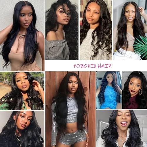 22Inch Clip in Hair Extensions Real Human Hair Body Wave 8Pcs Brazilian Human Hair Clip in Extensions with 18Clips Double Lace Weft 120g #1B Natural Black