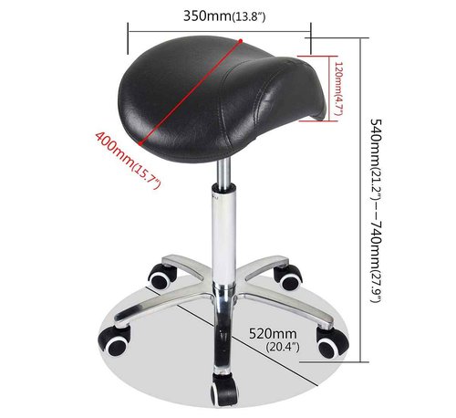 Antlu Saddle Stool Rolling Chair for Medical Massage Salon Kitchen Spa Drafting,Adjustable Hydraulic Stool with Wheels (Without Backrest, Black)