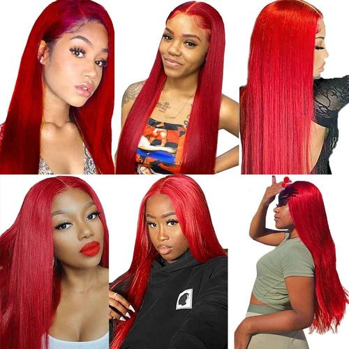 Condescension Brazilian Red Human Hair Bundles 24 26 28 Inch Straight 3 Bundles Human Hair 100% Unprocessed Remy Brazilian Virgin Weave Hair Red for Women